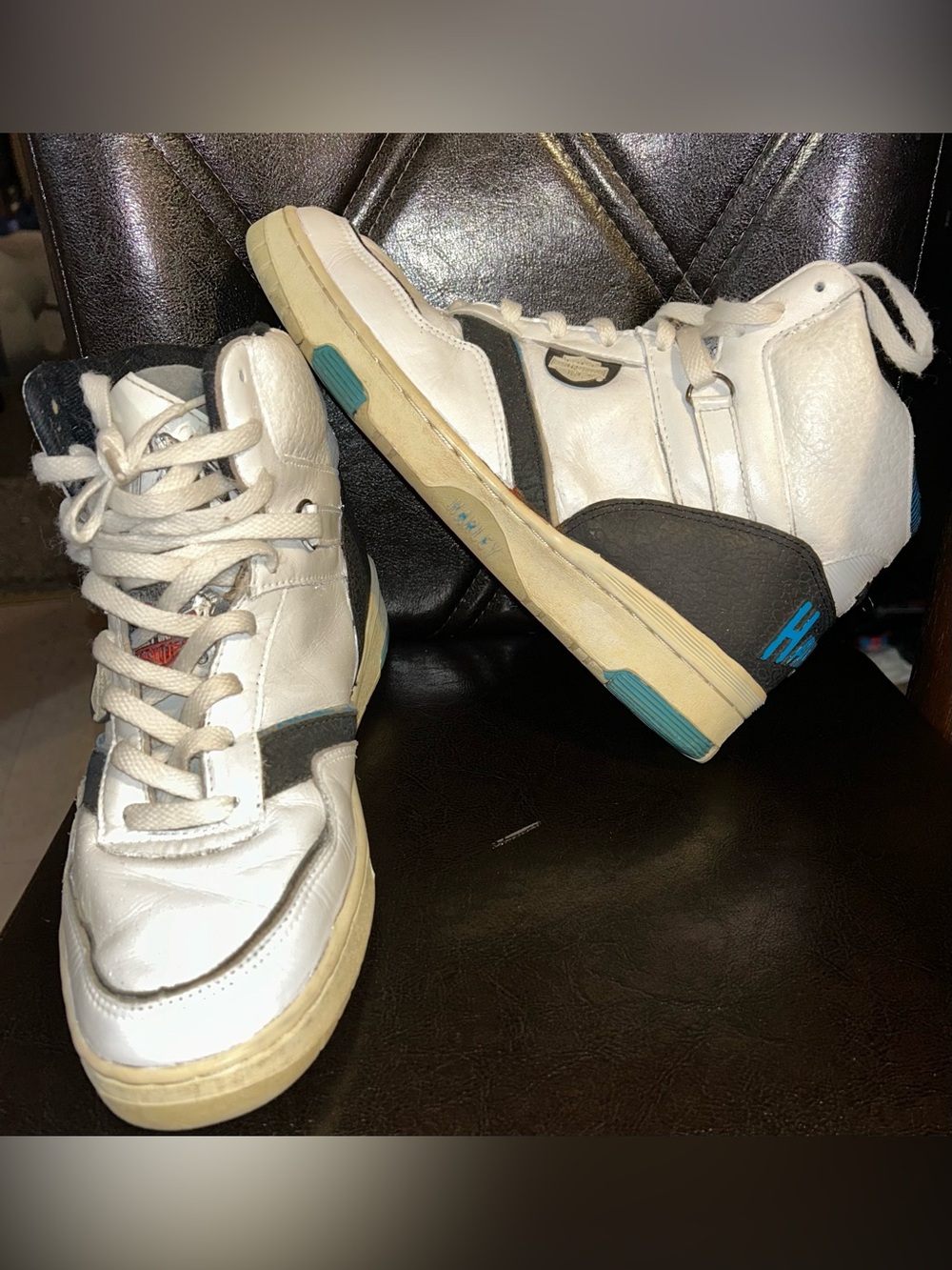 Vintage Harley Davidson Hightop Sneakers Shoes, 1986 Mens Size 8.5 Collectible